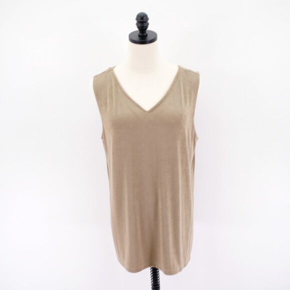 Chico's Green 3 XL Sleeveless V-Neck Stretch Blouse Top - Picture 1 of 7